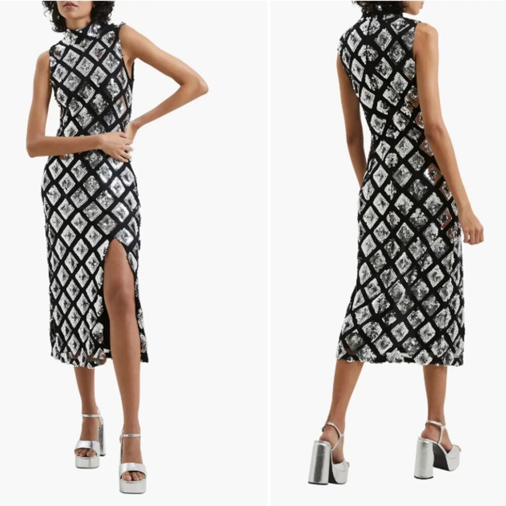NWT New French Connection Axel Sequin Embellished Cocktail Dress Size 0